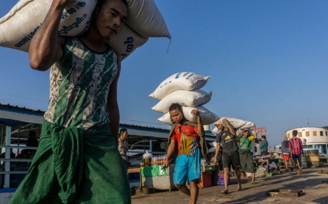 Giá gạo tăng 4% ở Yangon và Mandalay từ cuối tháng 2. Ảnh: AFP