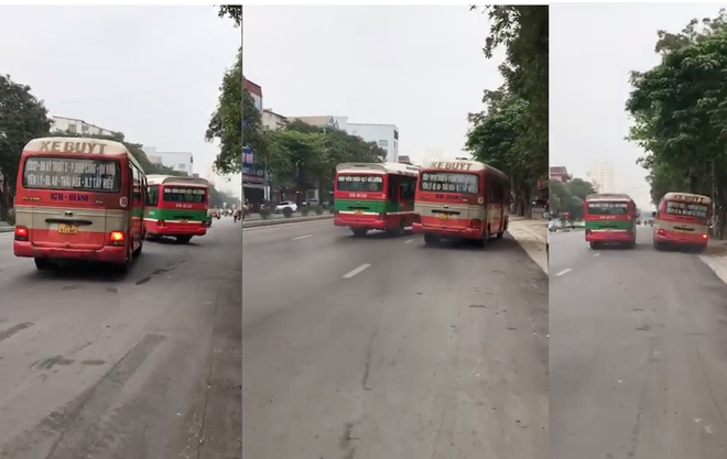 Người dân sợ hãi chứng kiến 2 xe buýt rượt đuổi, chèn ép nhau trên phố - Ảnh 2. Người dân sợ hãi chứng kiến 2 xe buýt rượt đuổi, chèn ép nhau trên phố - Ảnh 2.