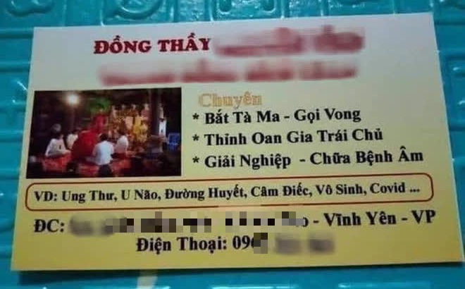 Tấm card lan truyền trên mạng xã hội về cô đồng có thể chữa bệnh Covid-19