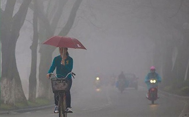 Thủ đô Hà Nội có mưa phùn và sương mù