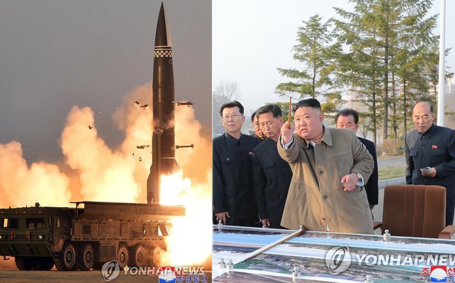 Ông Kim Jong-un thị sát công trường xây dựng. Ảnh: Yonhap