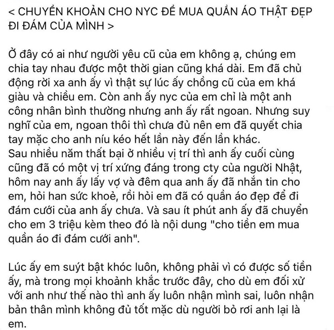 Mời bồ cũ tới đám cưới, chàng trai còn chuyển tiền cho nàng mua váy tới dự: Tưởng vẫn lưu luyến, hoá ra là màn trả đũa sâu cay - Ảnh 1.