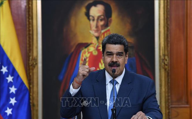 Tổng thống Venezuela Nicolas Maduro tại cuộc họp báo ở Caracas. Ảnh: AFP/TTXVN