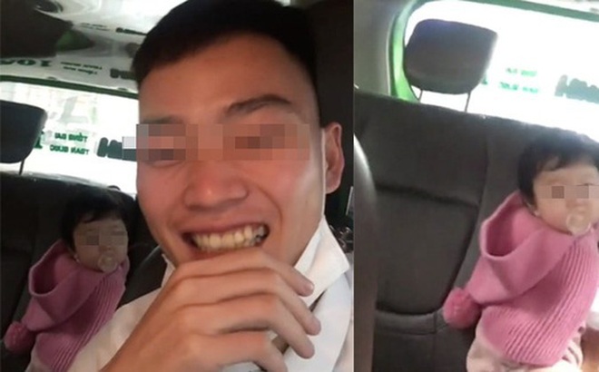 Nam tài xế quay clip chia sẻ sự việc người mẹ bỏ quên con trên taxi (Ảnh cắt từ clip)