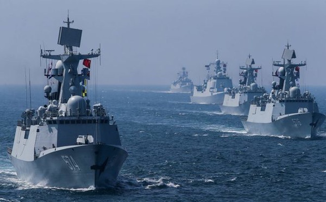Hạm đội tàu chiến Trung Quốc tham gia tập trận quân sự với Nga hồi năm 2016. (Ảnh: Reuters)