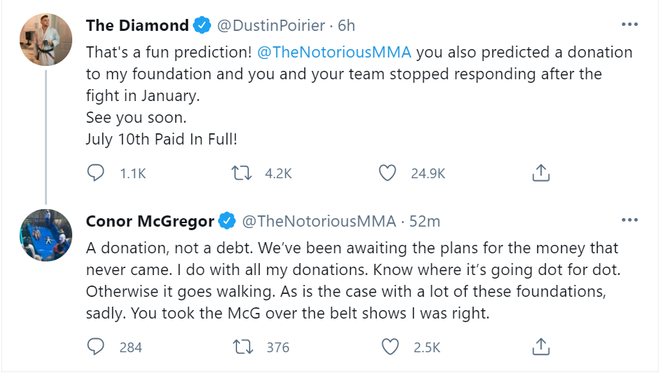 Dustin Poirier bất ngờ tố Conor McGregor bùng tiền từ thiện, phía võ sĩ người Ireland lập tức đáp lời - Ảnh 1.