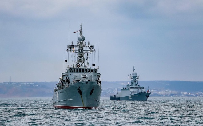 Tàu chiến Nga tập trận trên Biển Đen. Ảnh: Bộ Quốc phòng Nga