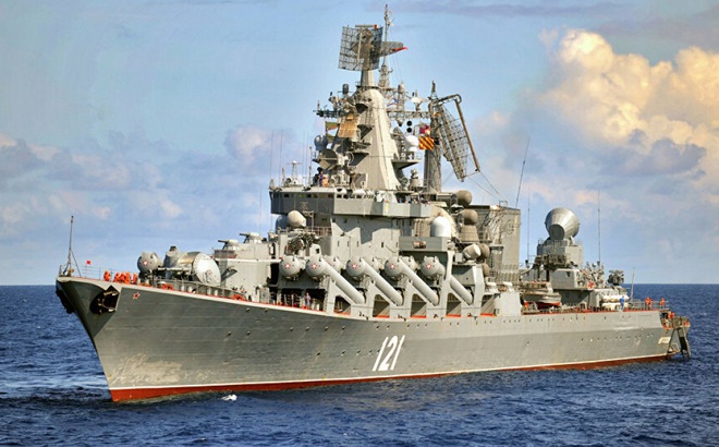 Tàu khu trục tên lửa dẫn đường thuộc Hạm đội Biển Đen của Nga. Ảnh: Sputnik