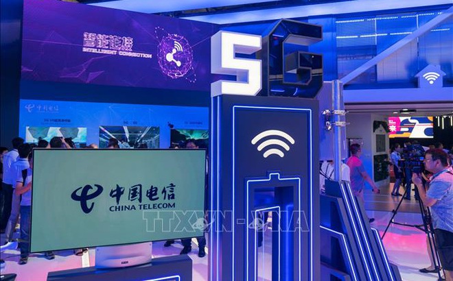 Công nghệ 5G của China Telecom được giới thiệu tại triển lãm thế giới di động ở Thượng Hải, Trung Quốc ngày 27/5/2018. Ảnh: AFP/TTXVN