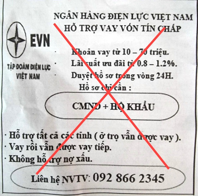 Giả mạo thương hiệu EVN để quảng cáo cho vay tín chấp - Ảnh 1.