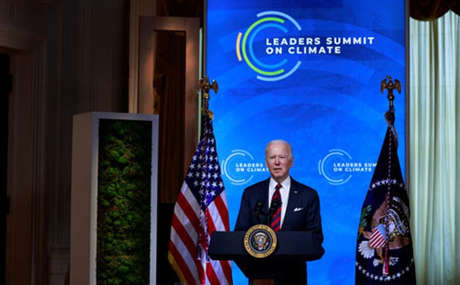 Tổng thống Mỹ Joe Biden tại Hội nghị Thượng đỉnh về khí hậu được tổ chức theo hình thức trực tuyến hôm 22-4 Ảnh: REUTERS