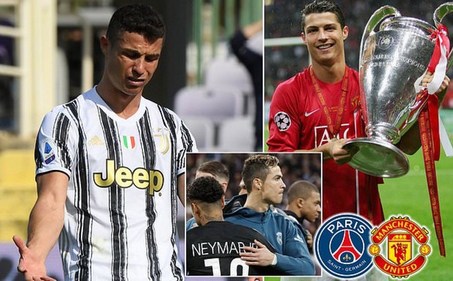 MU và PSG tranh nhau "giải cứu" Cristiano Ronaldo khỏi Juventus. (Ảnh: Daily Mail)