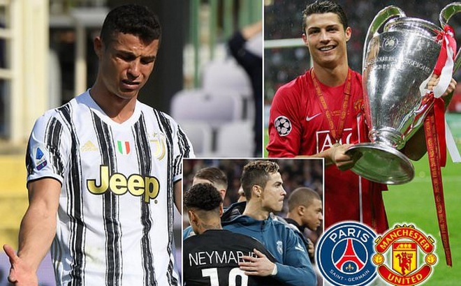 MU và PSG tranh nhau "giải cứu" Cristiano Ronaldo khỏi Juventus. (Ảnh: Daily Mail)
