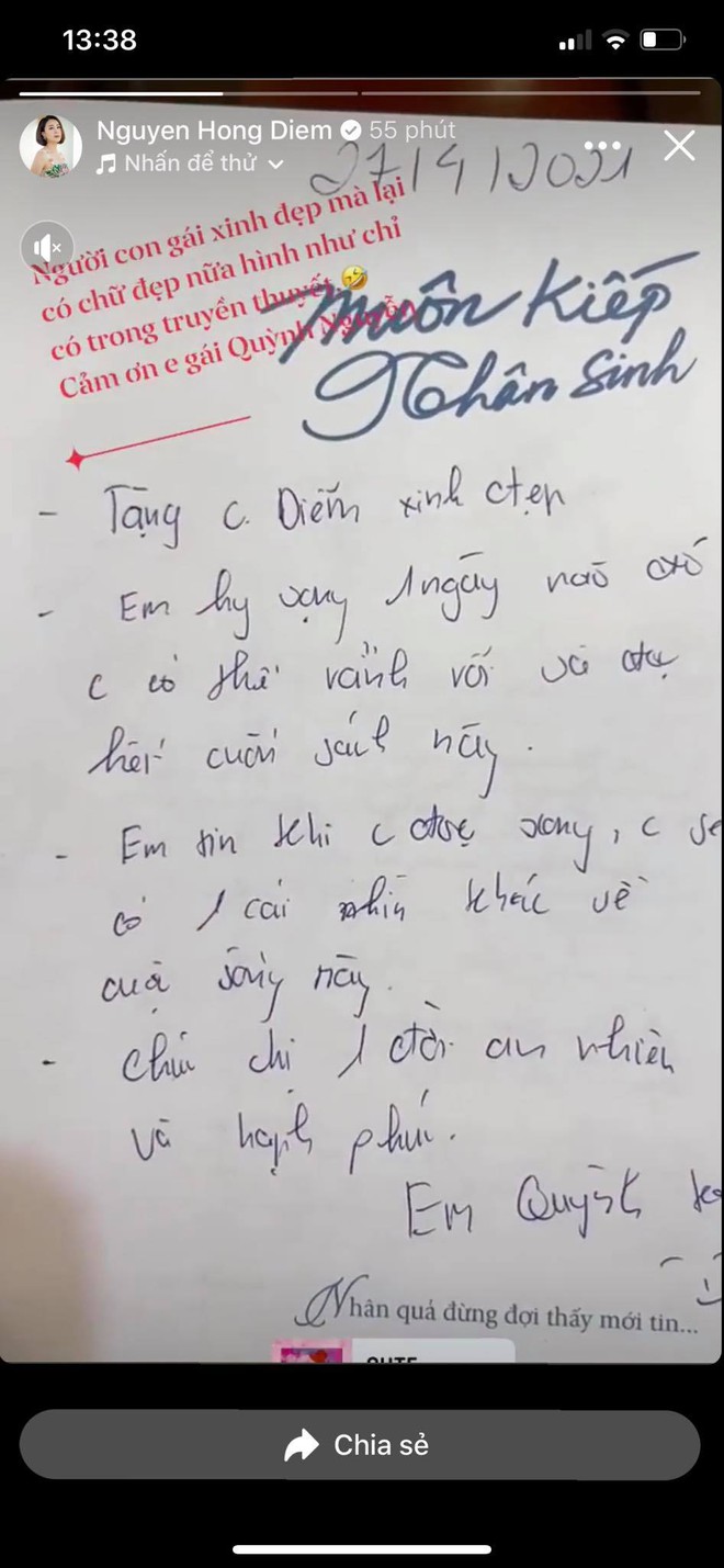 Hồng Diễm chê chữ viết của Quỳnh Kool, netizen bình luận sôi nổi - Ảnh 3.