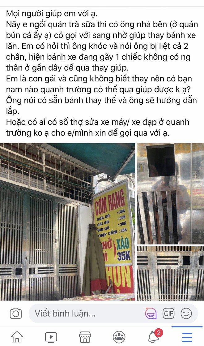 Tiếng khóc của cụ ông ngồi xe lăn và bài đăng cầu cứu của nữ sinh ĐH Hà Nội khiến mọi người thắt lòng - Ảnh 1.