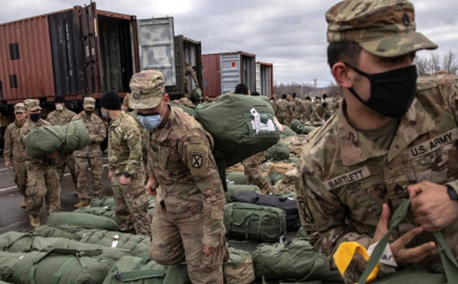 Binh sỹ Mỹ trở về căn cứ Fort Drum, New York năm 2020 sau 9 tháng triển khai ở Afghanistan. Ảnh: Getty