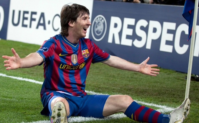 Ngày này 11 năm trước, Messi ghi 4 bàn trong trận tứ kết Champions League giữa Barca và Arsenal. (Ảnh: Getty).