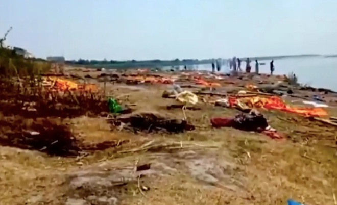 Kinh hoàng cảnh thi thể nạn nhân Covid-19 trôi dạt vào bờ sông Ấn Độ - Ảnh 4. Kinh hoàng cảnh thi thể nạn nhân Covid-19 trôi dạt vào bờ sông Ấn Độ - Ảnh 4.