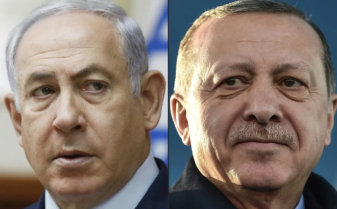 Thủ tướng Israel Netanyahu (trái) và Tổng thống Thổ Nhĩ Kỳ Erdogan. Ảnh: AFP.