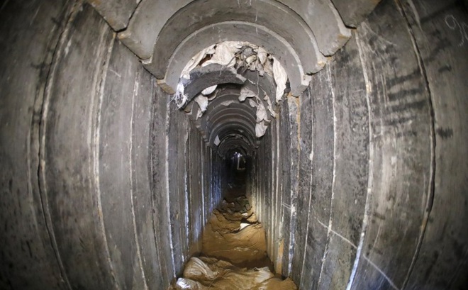 Một đường hầm của Hamas bị Israel phá hủy tháng 1/2018. Ảnh: AFP