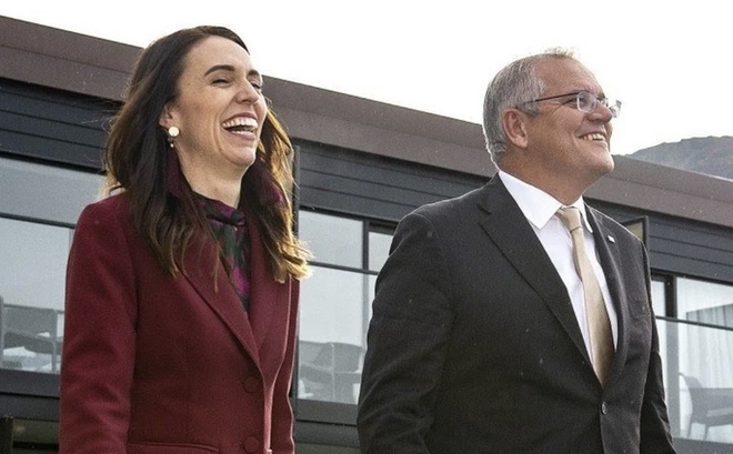 Hai nhà lãnh đạo Úc và New Zealand. Ảnh: SCMP