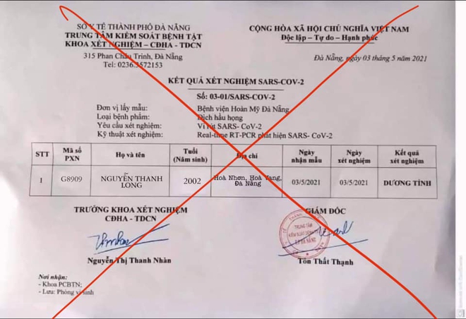 Chủ tiệm sửa điện thoại ở Đà Nẵng tung kết quả xét nghiệm Covid-19 giả lên mạng xã hội - Ảnh 2. Chủ tiệm sửa điện thoại ở Đà Nẵng tung kết quả xét nghiệm Covid-19 giả lên mạng xã hội - Ảnh 2.