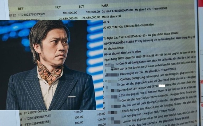 Bản sao kê tài khoản của danh hài Hoài Linh được nhân viên ngân hàng MB phát tán ra ngoài.