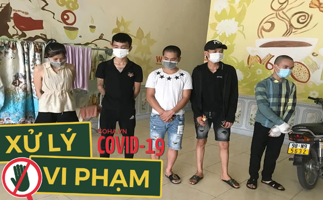 5 thanh niên bị phát hiện tụ tập trong nhà nghỉ giữa đại dịch. Ảnh:  CA huyện Hiệp Hòa