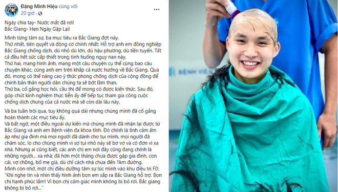 Từ tâm dịch Bắc Giang, 'nam bác sĩ cạo đầu' tâm sự: Ngày chia tay, nước mắt đã rơi