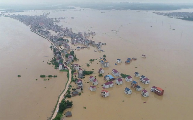 Một trận lũ lụt tại tỉnh Giang Tây, Trung Quốc năm 2020. Ảnh: CGTN.