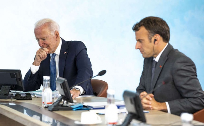 Tổng thống Mỹ Joe Biden và Tổng thống Pháp Emmanuel Macron. Ảnh: Washington Examiner