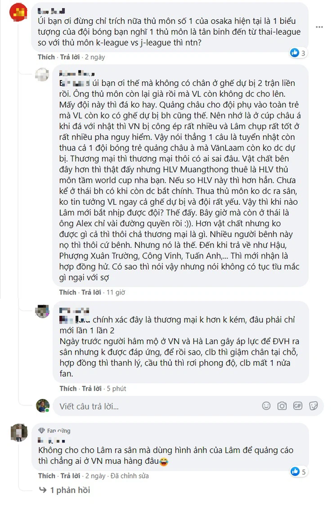 Fan Việt Nam tranh cãi trên fanpage Cerezo Osaka vì Đặng Văn Lâm mất tích - Ảnh 2.