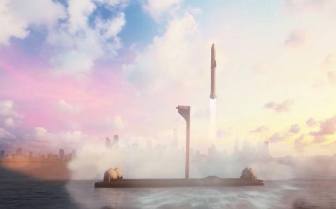 SpaceX xây dựng cảng vũ trụ trên biển (Ảnh: Techh Crunch)