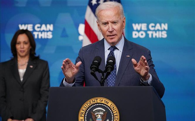 Tổng thống Mỹ Joe Biden tại cuộc họp báo về việc đối phó với dịch COVID-19 và tiêm chủng vaccine tại Washington, DC, Mỹ, ngày 2/6/2021. Ảnh: AFP/TTXVN