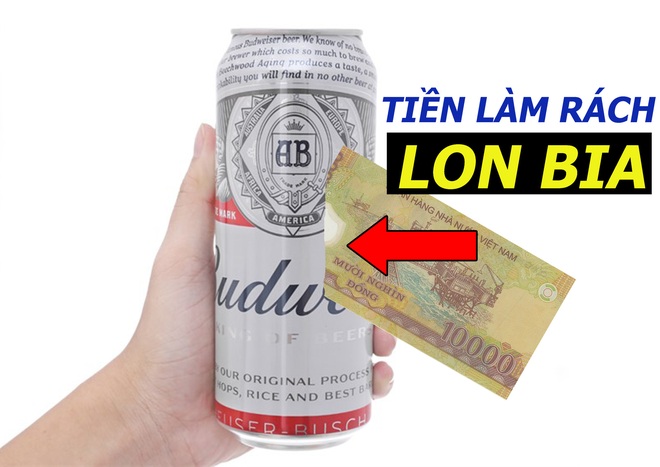 Làm thế nào để rạch lon bia chỉ với tờ tiền mệnh giá 10.000 VNĐ? - Ảnh 1.