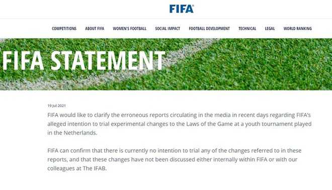 FIFA cảnh báo fake news về thông tin đổi luật thi đấu bóng đá - Ảnh 1.