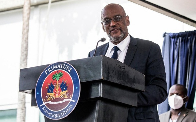 Thủ tướng Haiti Ariel Henry phát biểu tại lễ nhậm chức ở Port-au-Prince, ngày 20/7/2021. Ảnh: AFP/TTXVN