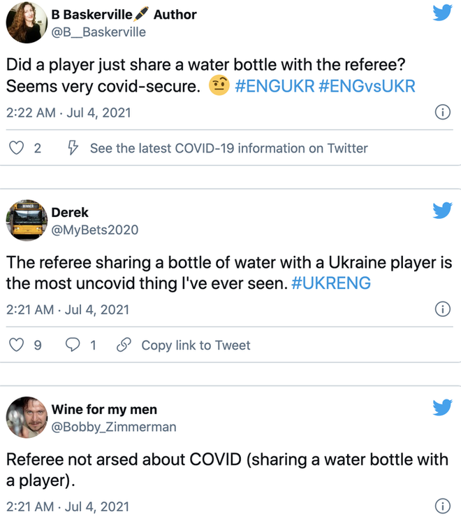Fan chỉ trích trọng tài vì uống chung chai nước với cầu thủ Ukraine - Ảnh 1.