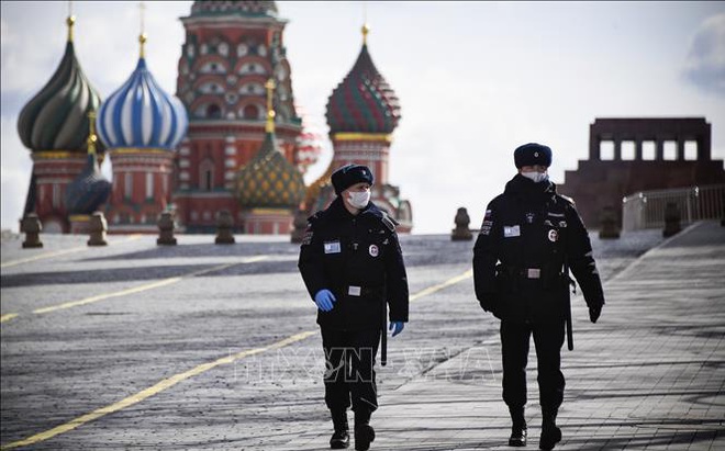 Cảnh sát tuần tra tại thủ đô Moskva, Nga. Ảnh: AFP/TTXVN