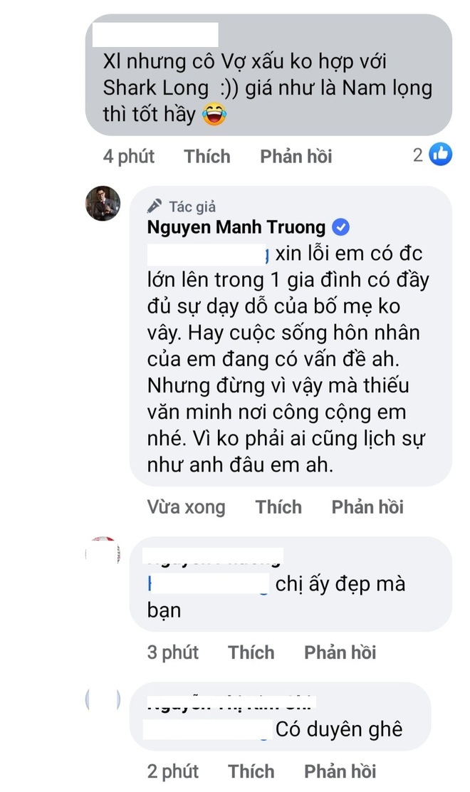 Vợ bị chê xấu, Mạnh Trường gay gắt đáp trả - Ảnh 4.