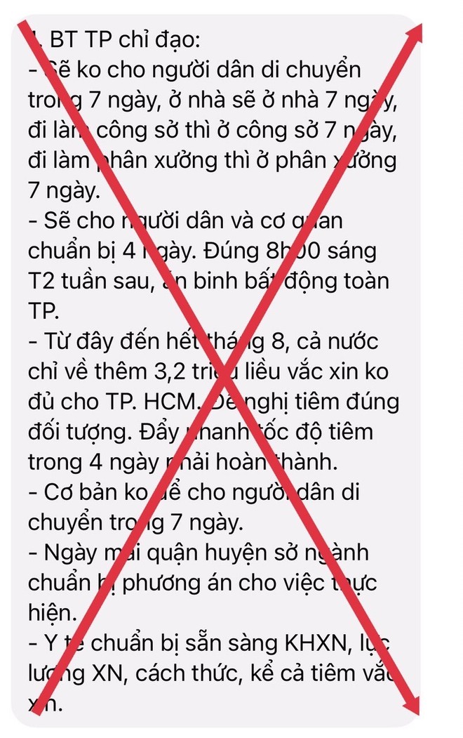 TP.HCM: Thông tin “không cho người dân di chuyển trong 7 ngày” là giả mạo - Ảnh 1.