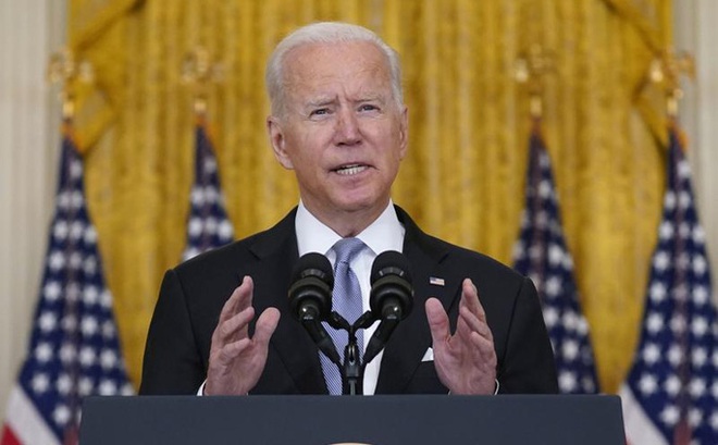 Tổng thống Mỹ Joe Biden phát biểu từ Nhà Trắng ngày 16-8 sau khi lực lượng Taliban nắm quyền kiểm soát thủ đô Kabul. Ảnh: AP