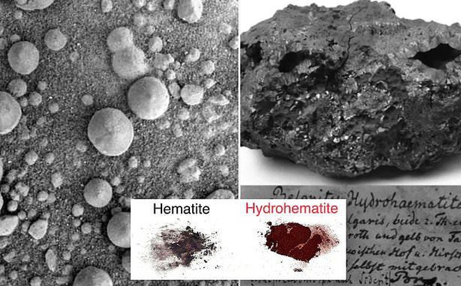 "Quả việt quất" trên sao Hỏa, do tàu Curiosity của NASA phát hiện vào năm 2004 và khối đá hydrohematite do August Breithaupt tìm ra vào năm 1843.