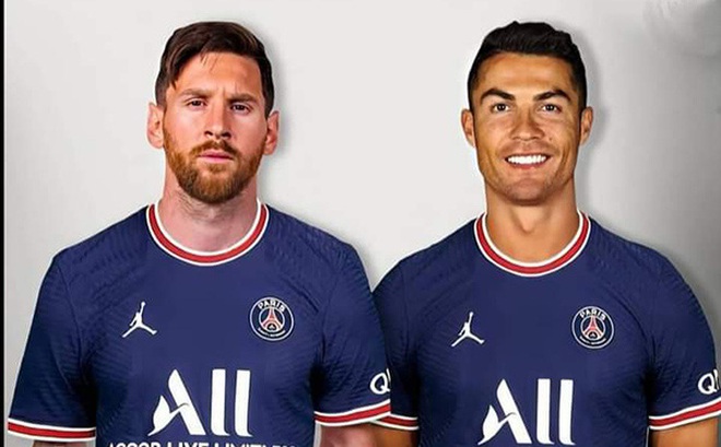 Bức ảnh chế Ronaldo sát cánh với Messi trong màu áo PSG