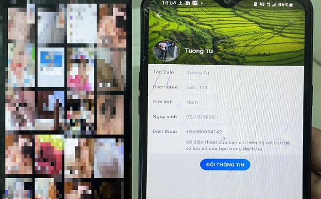 Tài khoản zalo của T. và loạt ảnh, clip mà người này lưu trữ