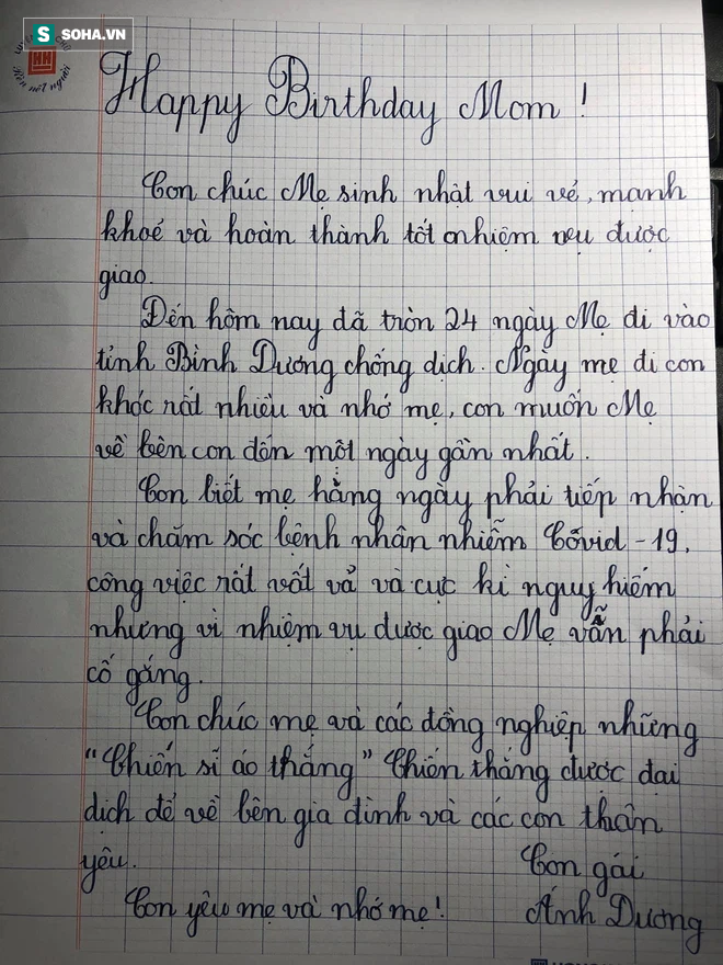 Bé gái viết thư cho mẹ ở tâm dịch Bình Dương: Ngày mẹ đi con khóc rất nhiều, muốn mẹ bên con ngày gần nhất - Ảnh 1.