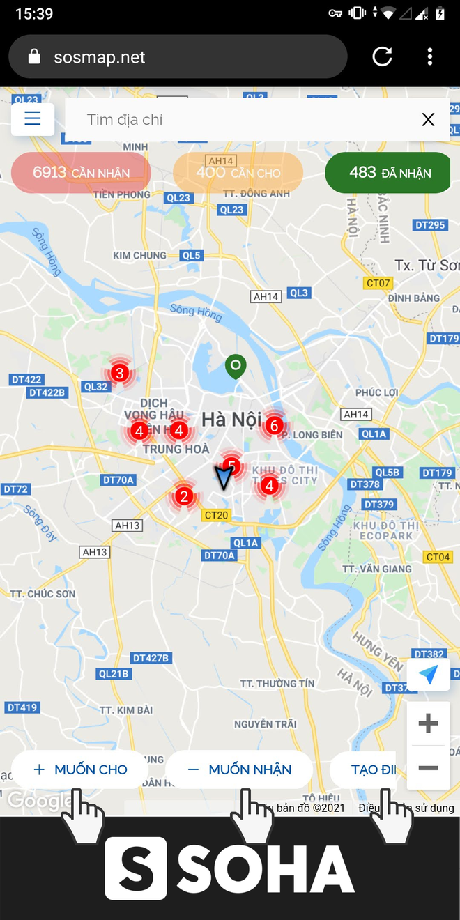 Cách dùng SOSmap của người Việt - bản đồ cho/nhận giúp đỡ nhu yếu phẩm theo thời gian thực - Ảnh 1.