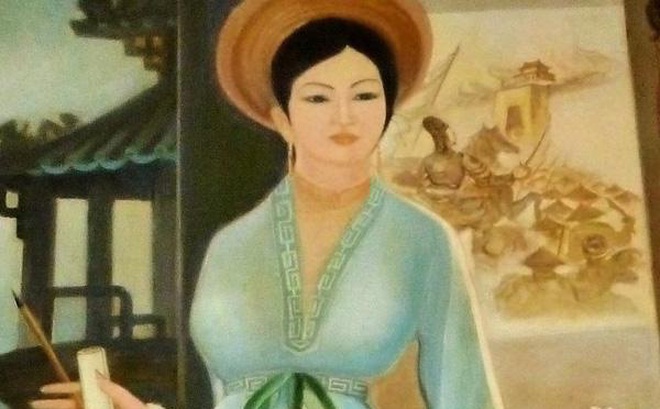 Hình ảnh của công chúa Ngọc Hân được chụp lại từ bức tranh do họa sĩ Văn Ba vẽ và được treo trong Dinh Độc Lập. (Ảnh: Họa sĩ Văn Ba)