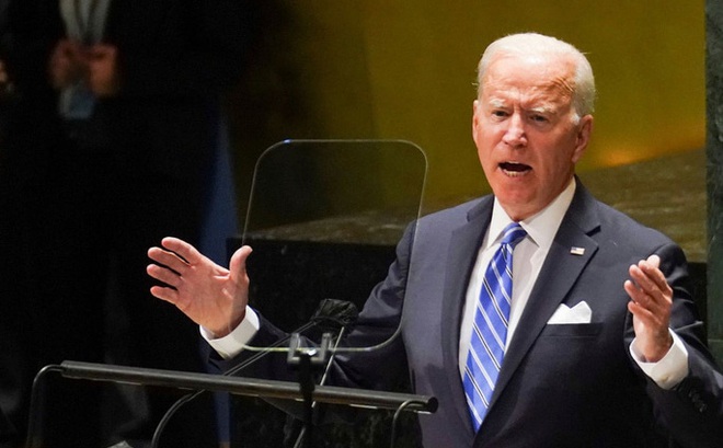 Tổng thống Biden trong bài phát biểu trước Đại hội đồng Liên Hiệp Quốc ngày 21-9. Ảnh: The Guardian