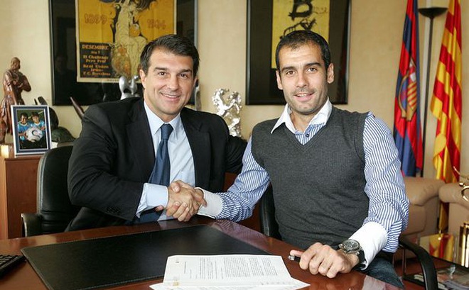 Laporta và Guardiola hồi còn làm việc cho Barca